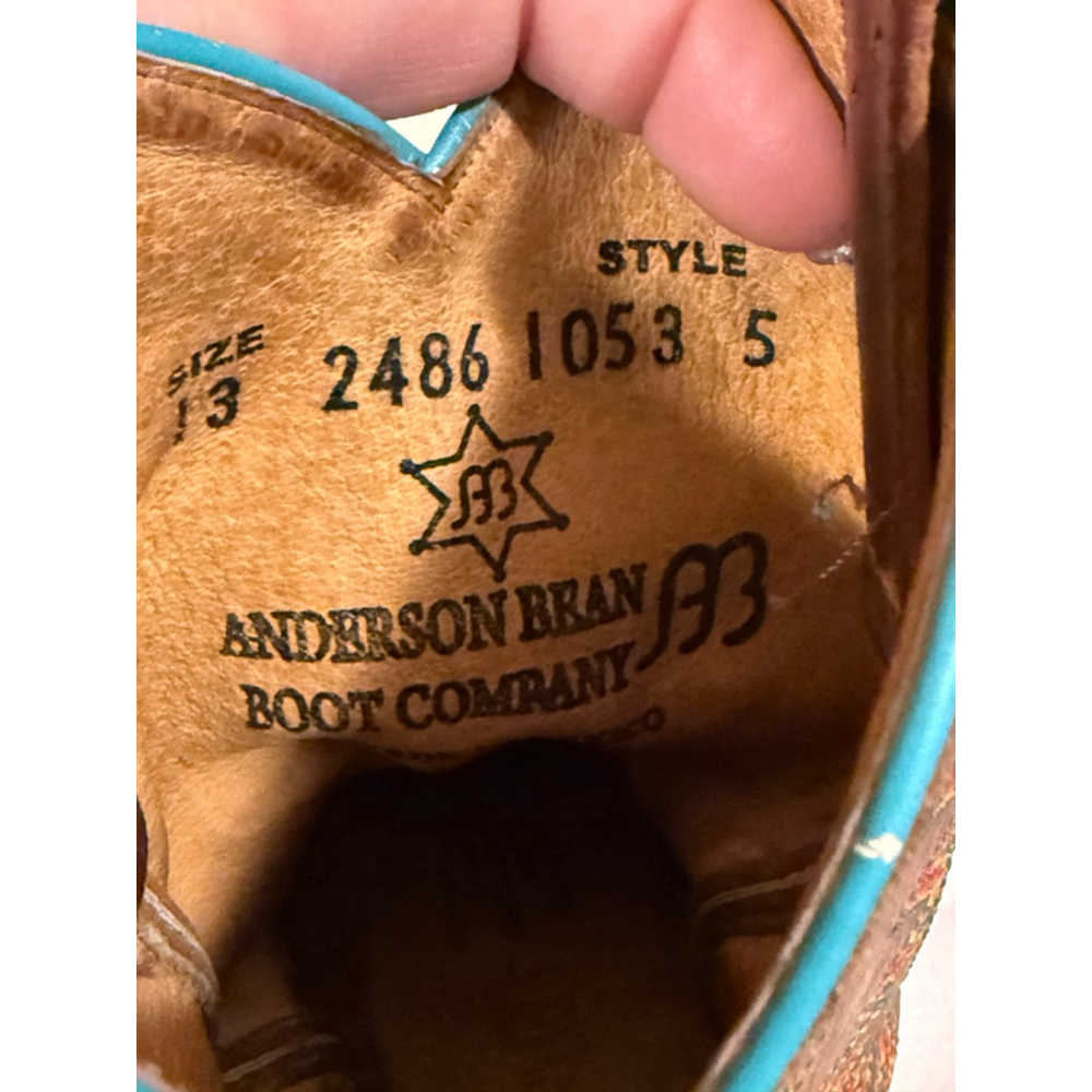 Anderson Bean Horse Power Crazy Train Patchwork Kids 8” Leather Boots Sz 13 - Picture 9 of 11